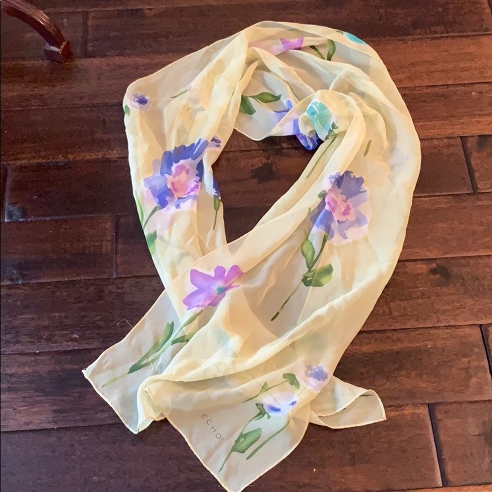 🎉 Host Pick 🎉 ECHO sheer yellow floral scarf